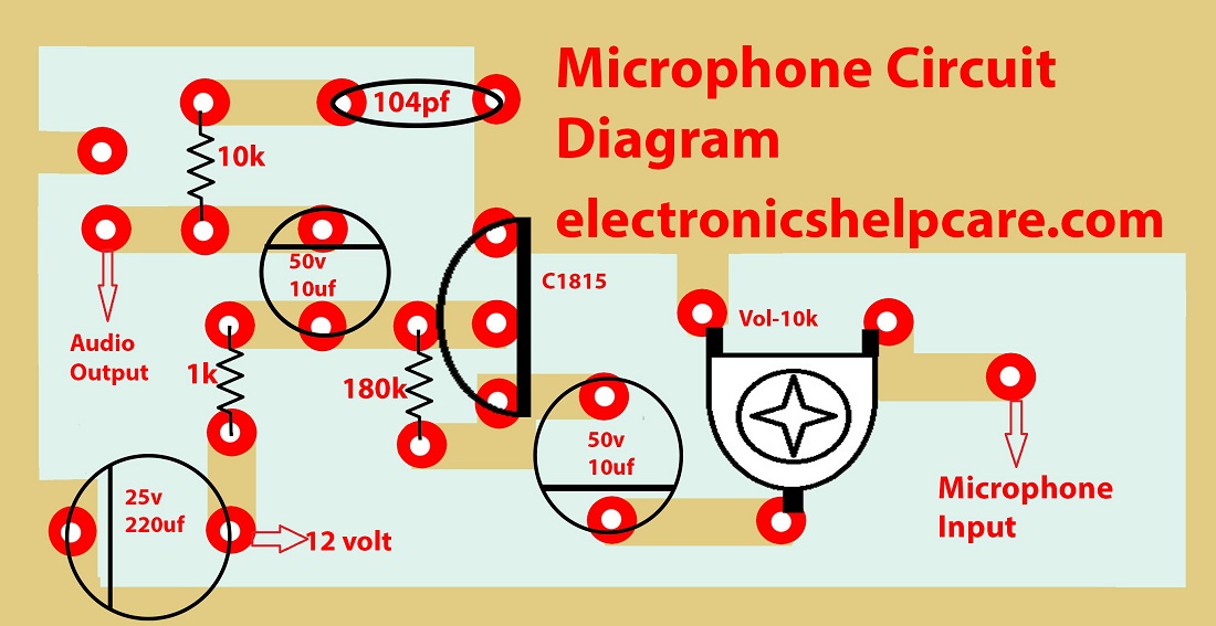 microphone circuit diagram with pcb layout