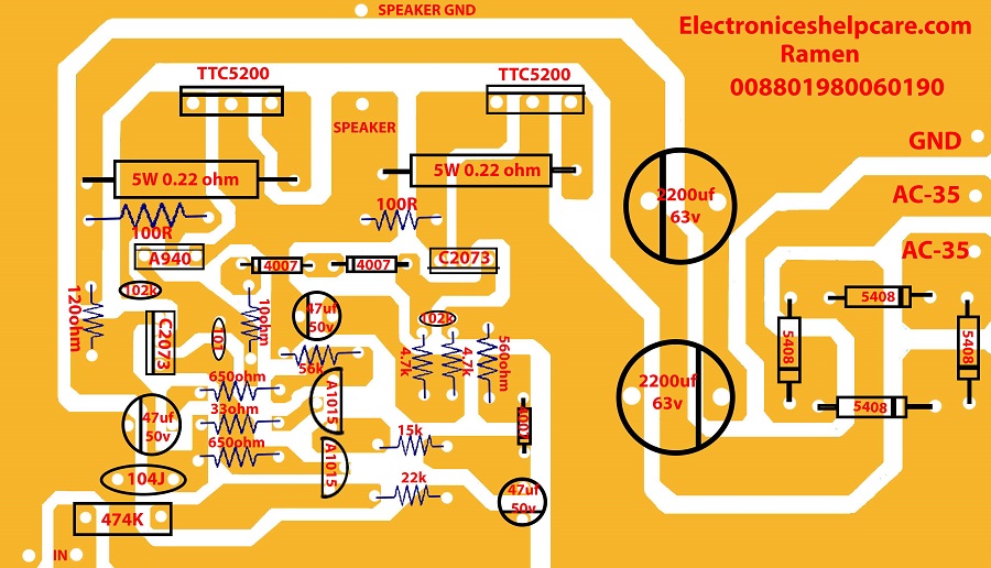 how to make an amplifier using transistor TTC5200