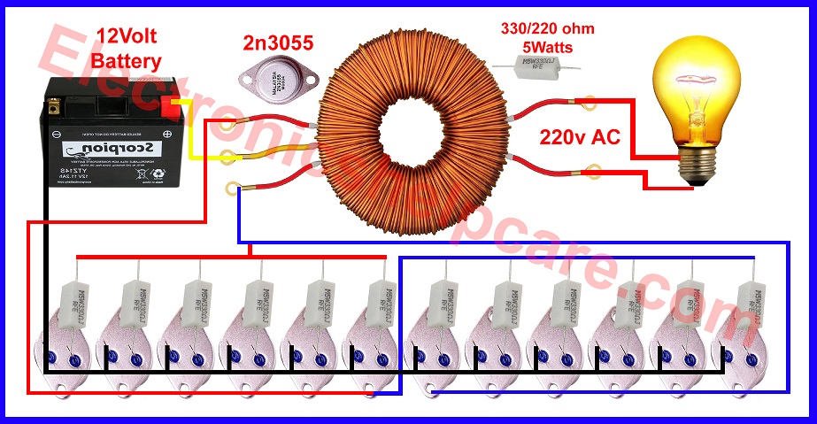 How To Make Inverter unlimited Watt 2n3055 Transistor