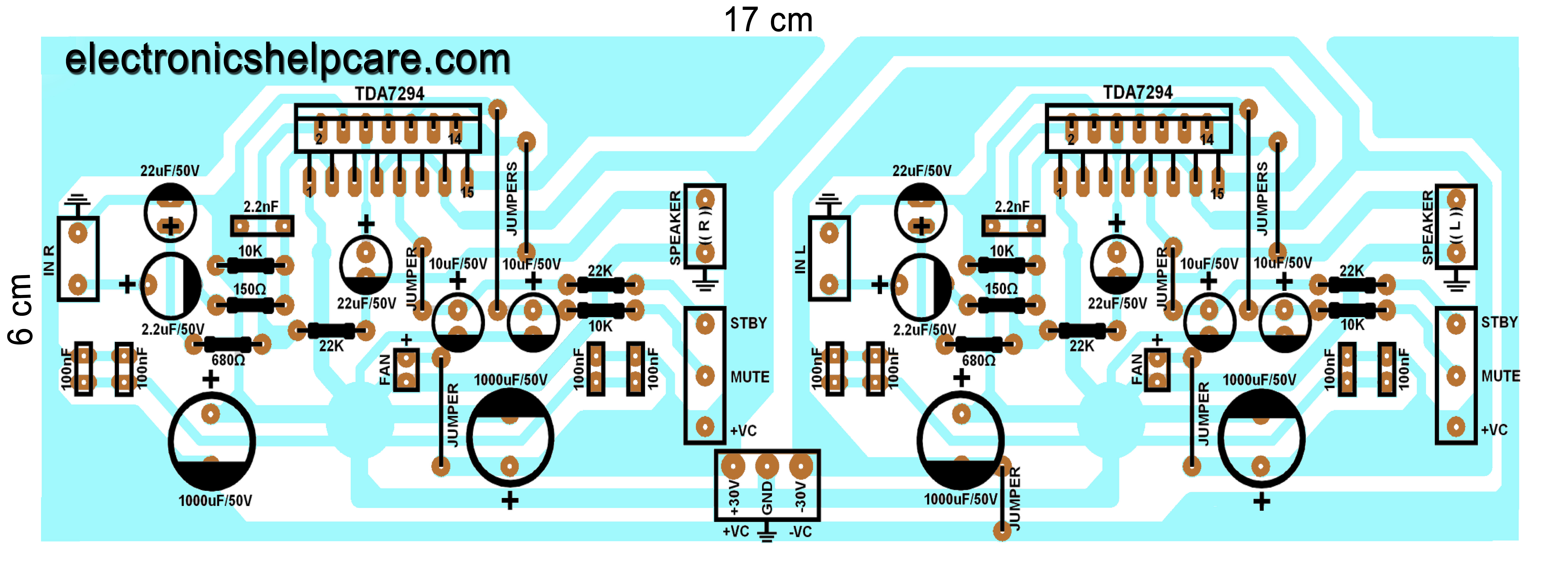 Amplifier circuit diagram TDA7294 240W Stereo