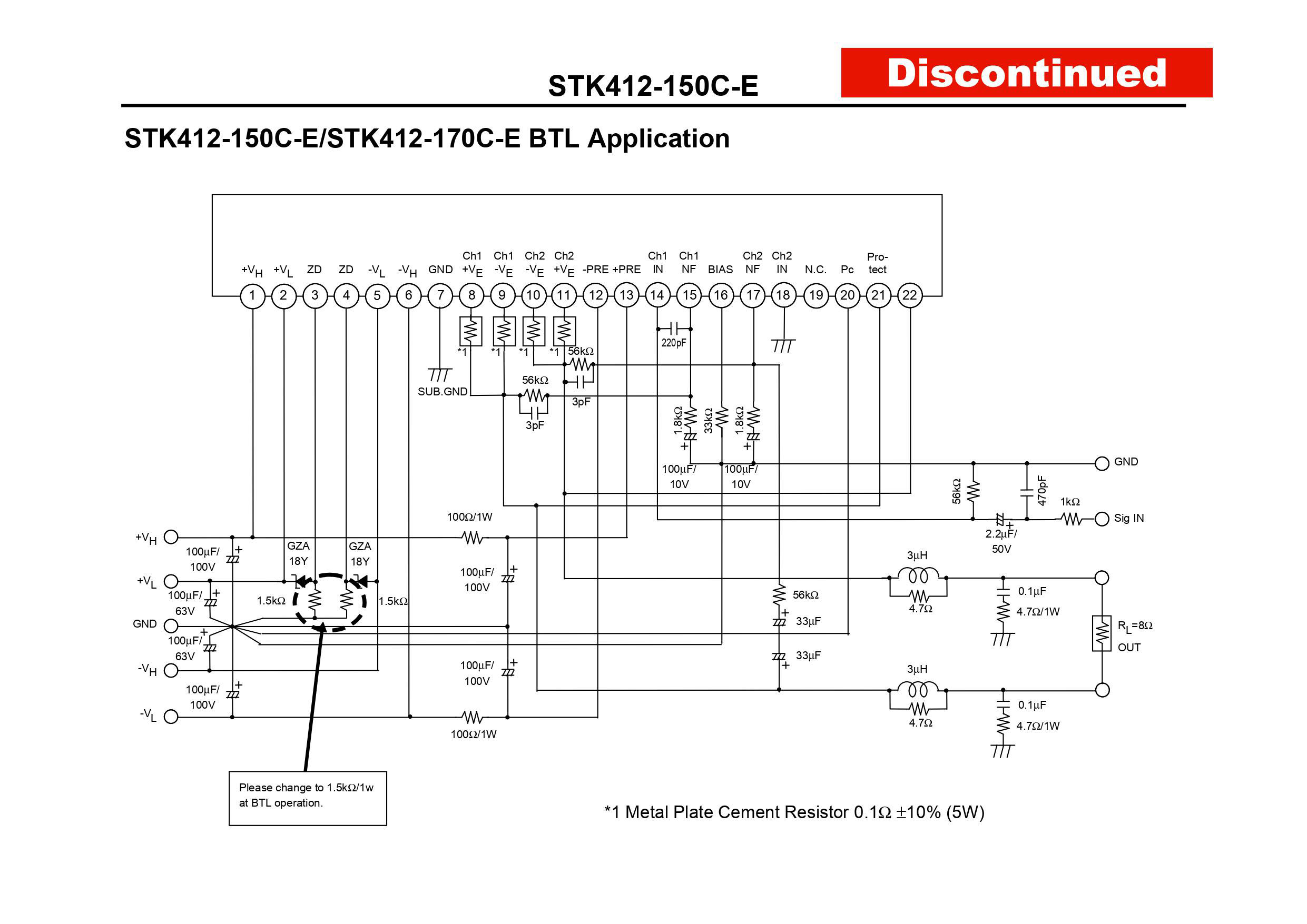 Stk amplifier circuit diagram using STK412-150 .
