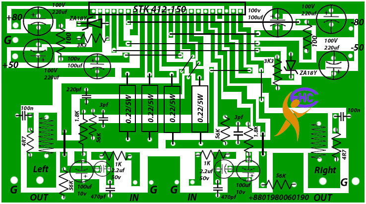 Stk amplifier circuit diagram using STK412-150