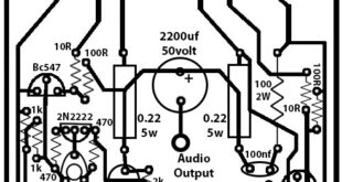Single voltage transistor amplifier circuit diagram using 2n3055