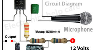 Microphone circuit diagram for amplifier