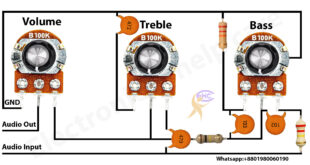 how to make bass treble and volume controller circuit