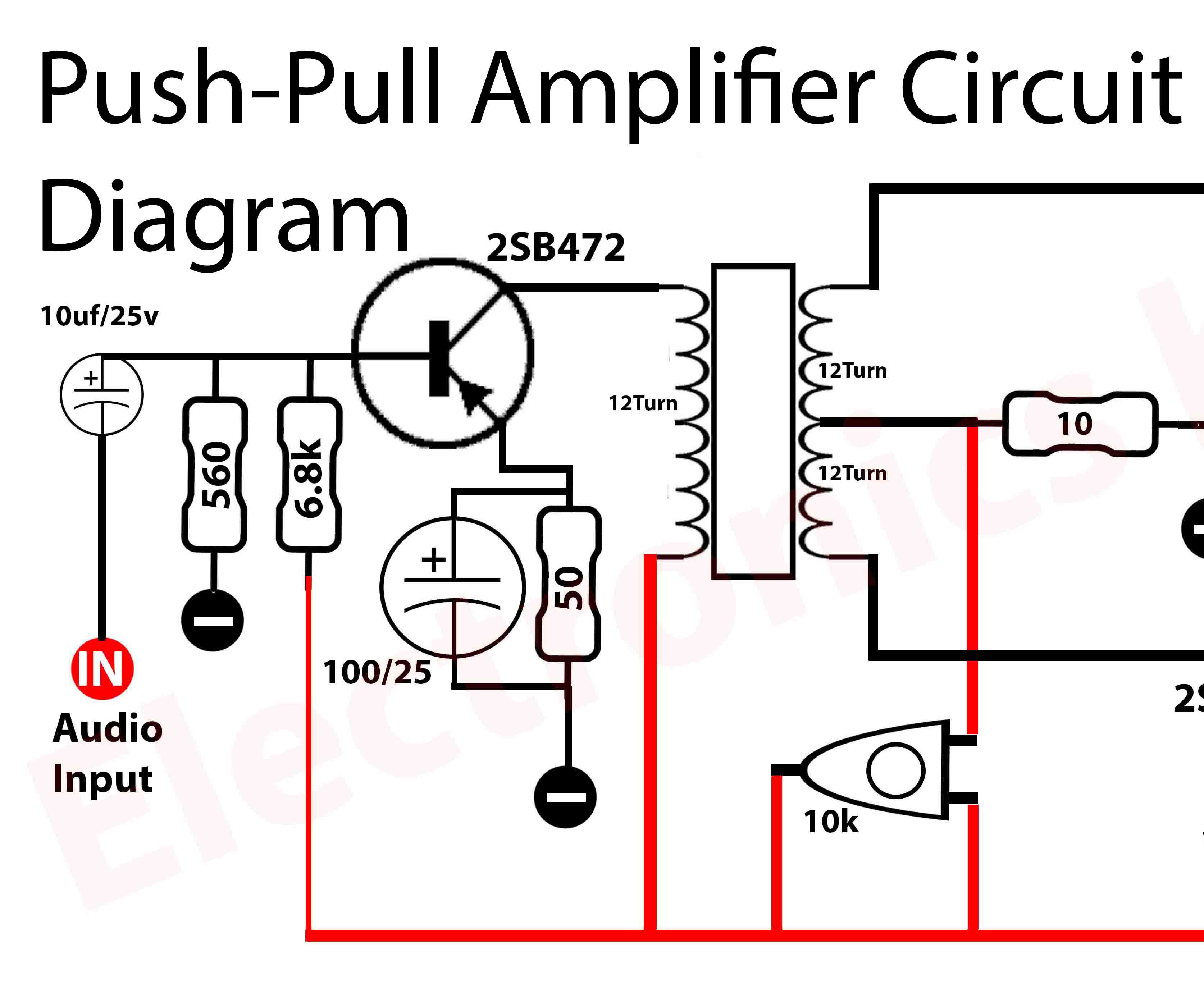 Push pull amplifier circuit - Electronics Help Care