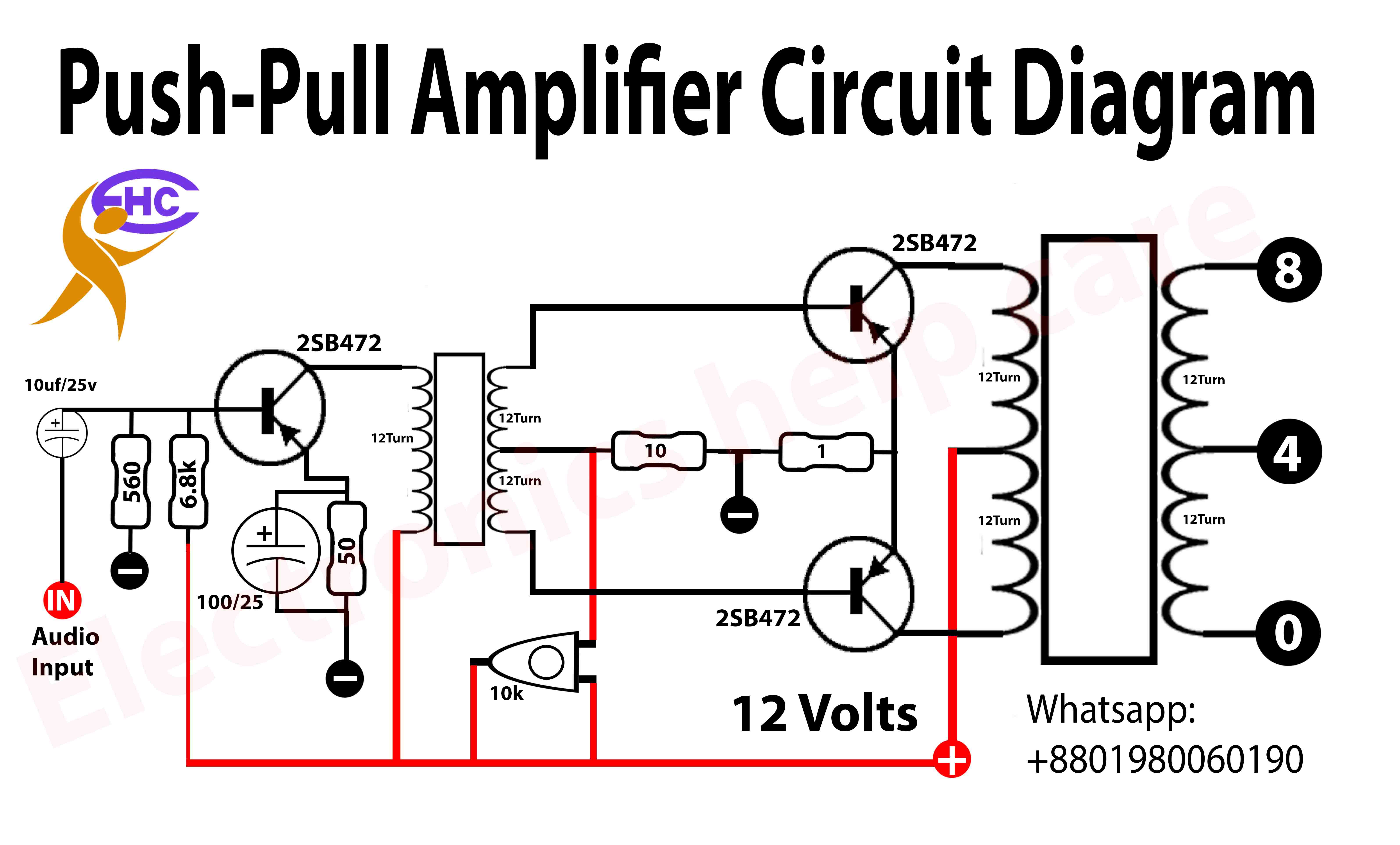 Push pull amplifier circuit diagram