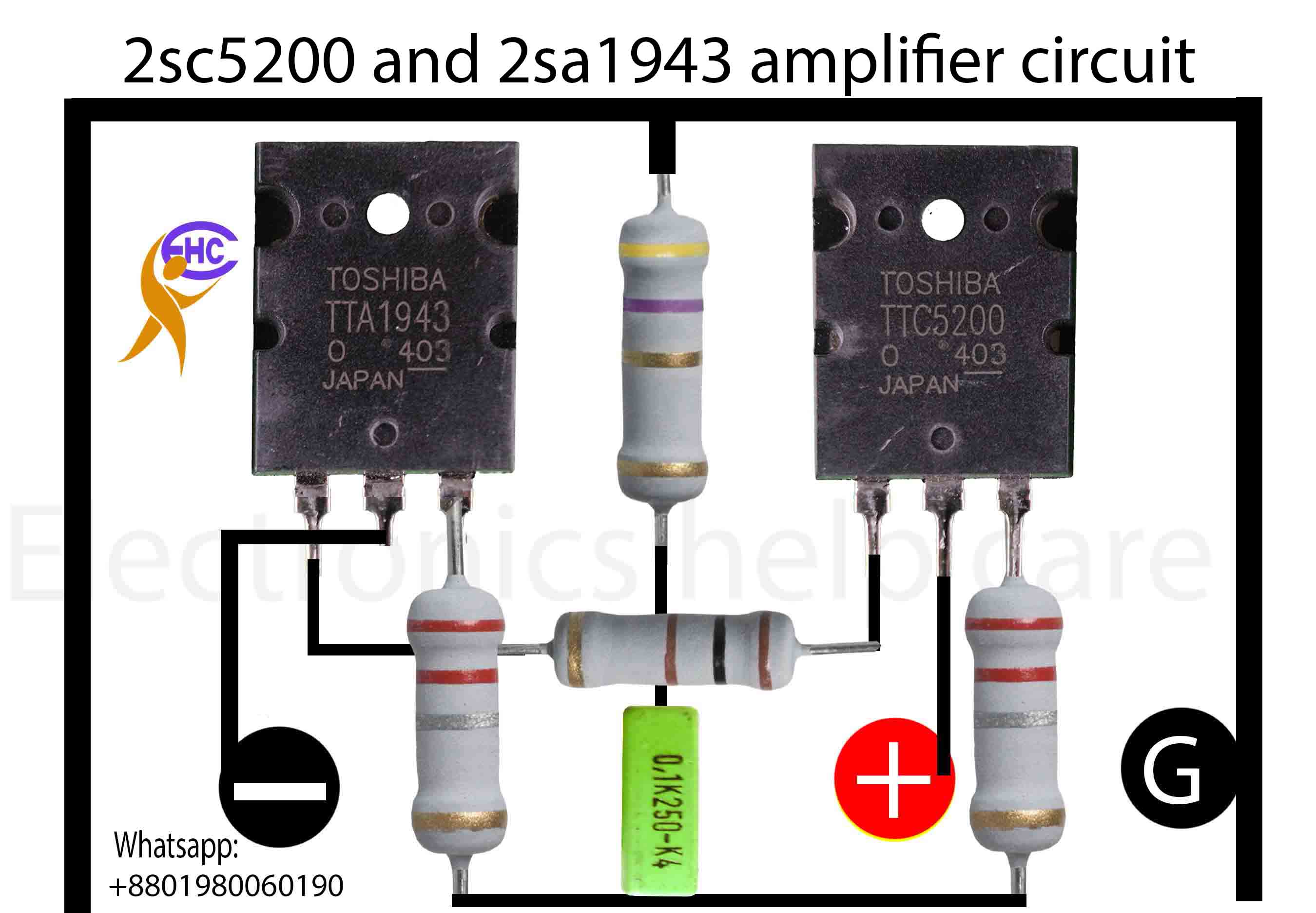 2sc5200 and 2sa1943 amplifier circuit 