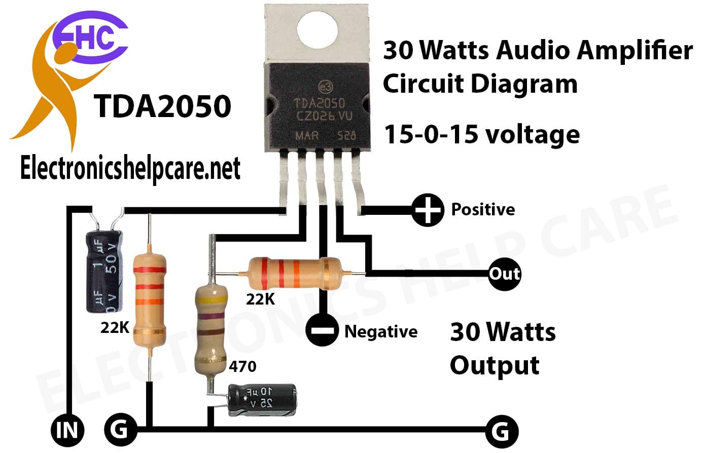 amplifier circuit using tda2050 - Electronics Help Care