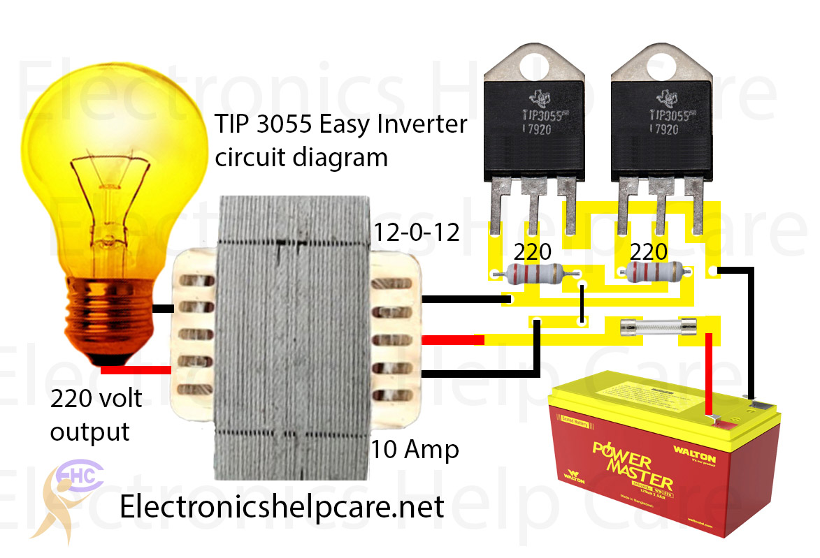 inverter circuit diagram TIP3055