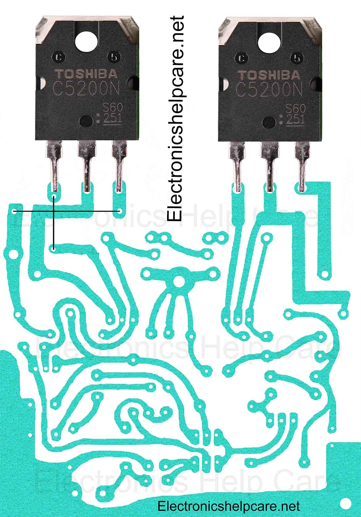Amplifier circuit board using 2sc5200 