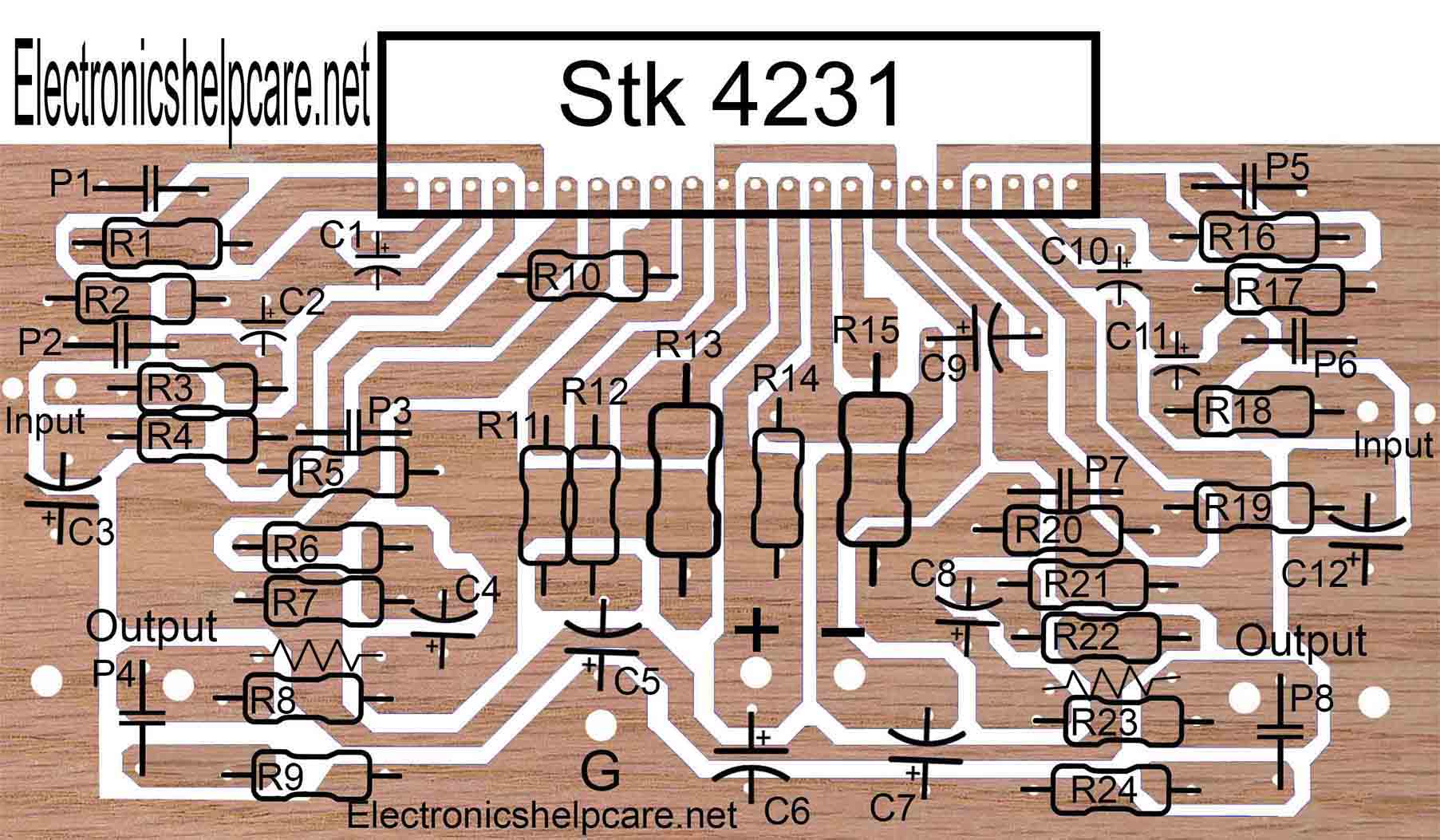 Amplifier circuit diagram using stk4231