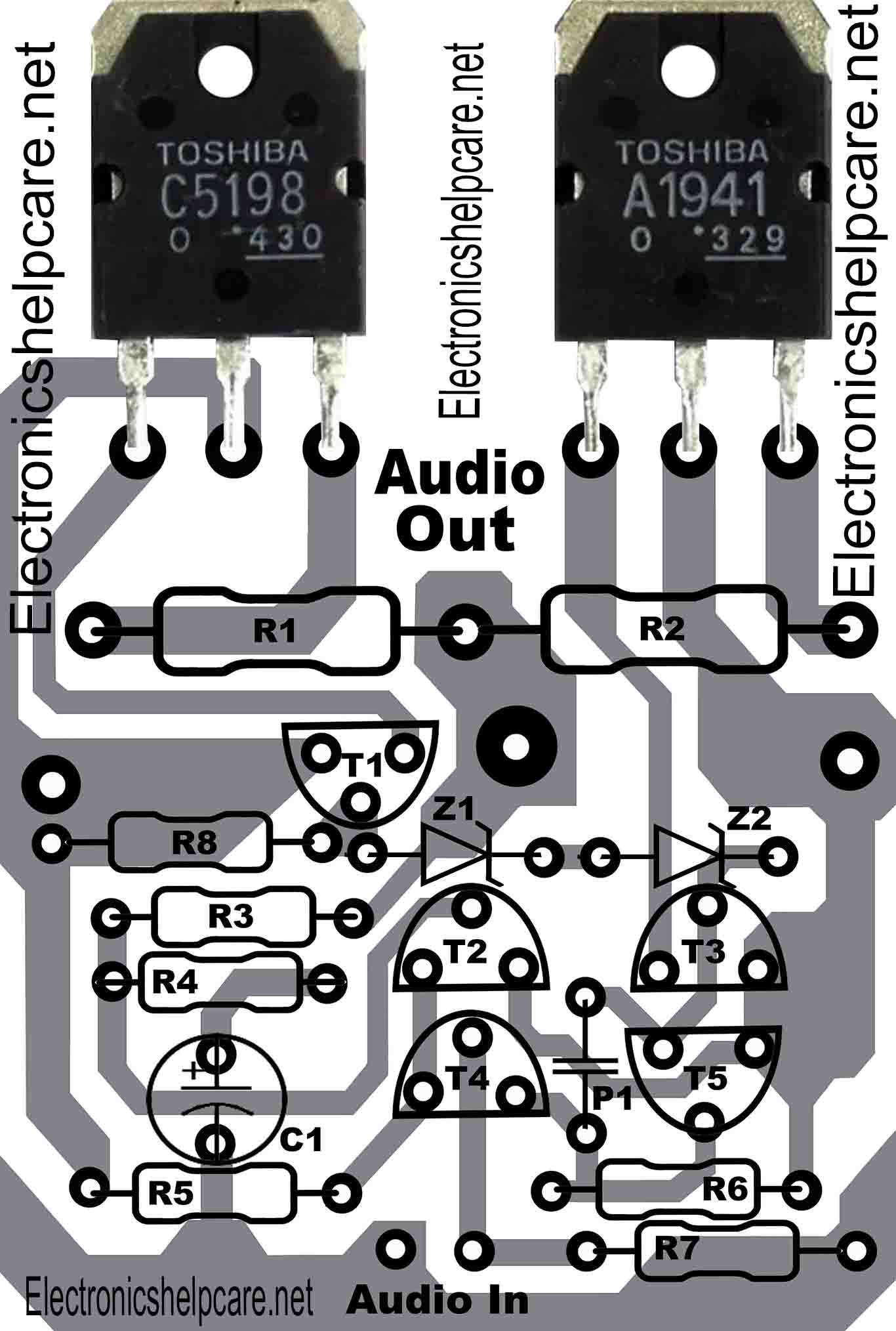 Amplifier circuit using 2sc5198 and 2sa1941