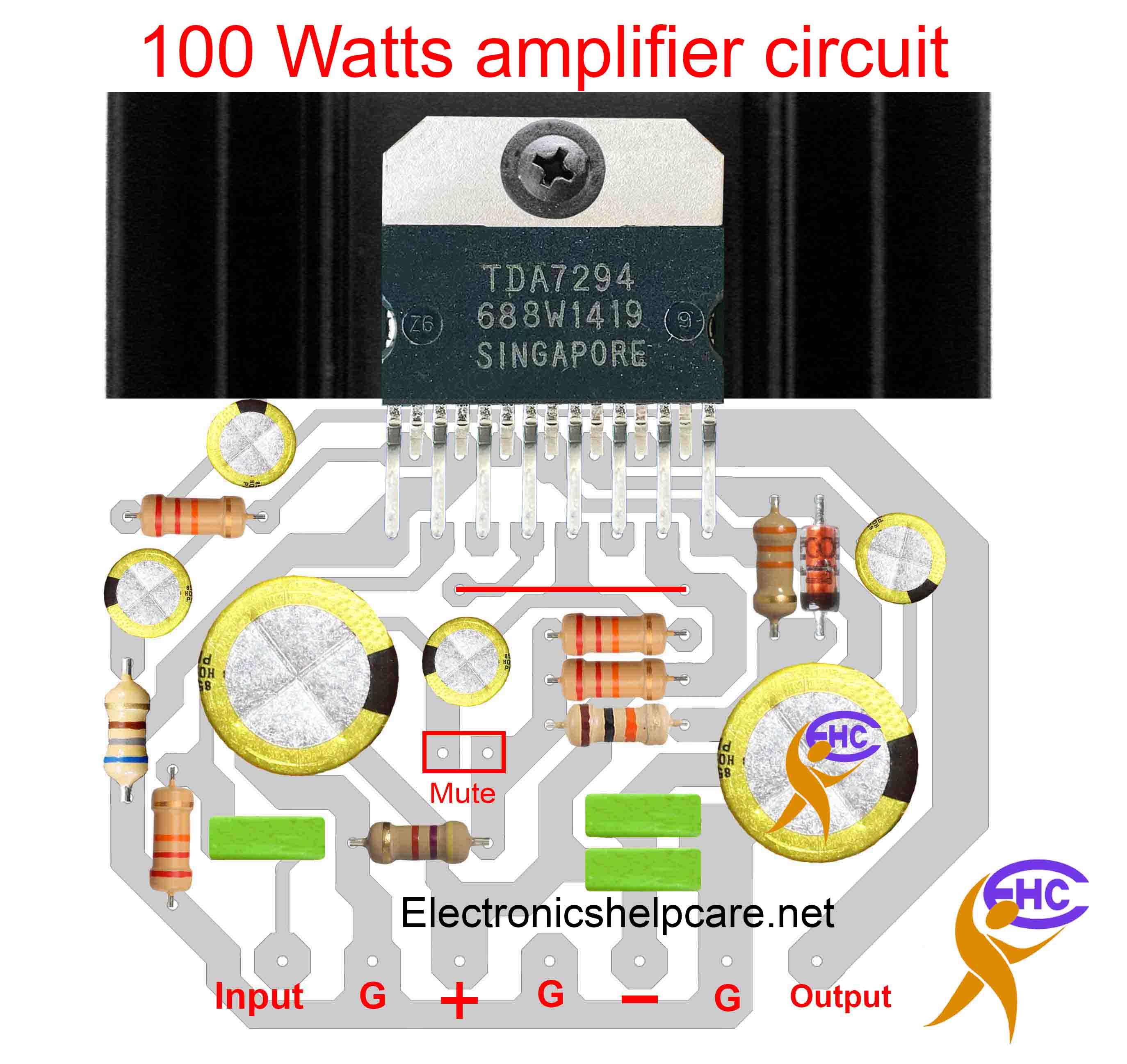 100 watts amplifier circuit