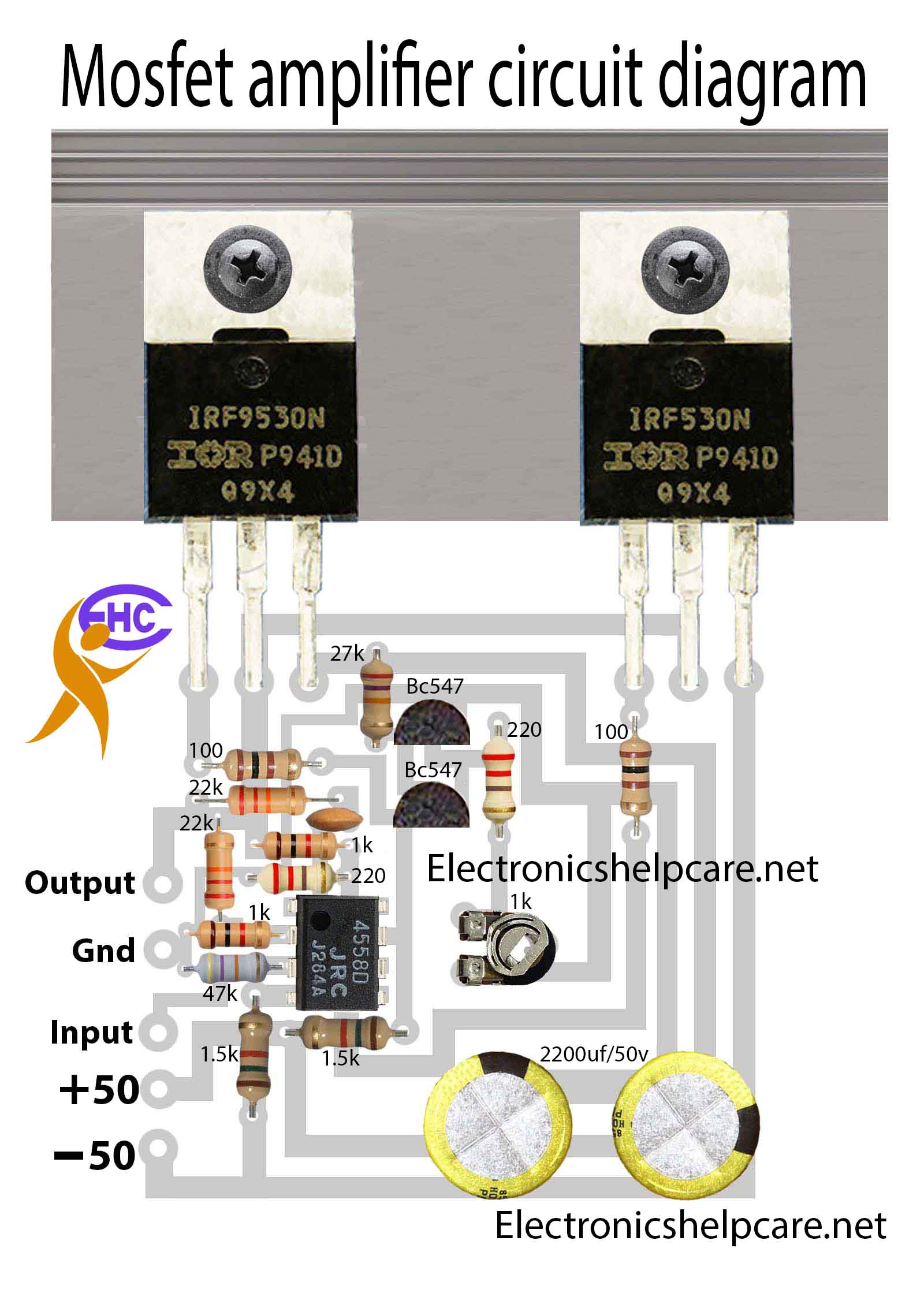 Amplifier circuit diagram using mosfet