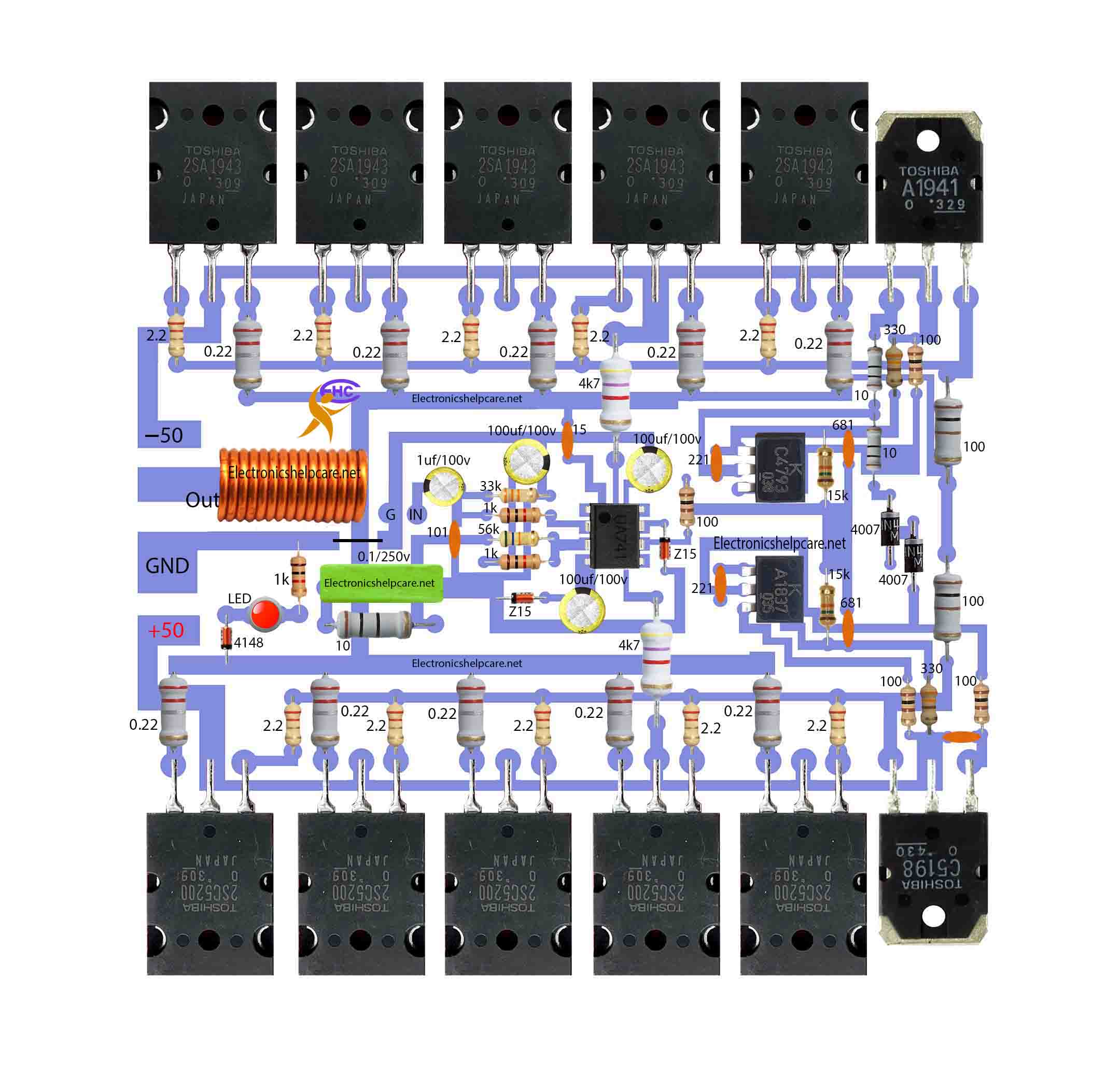 1000 watts amplifier circuit diagram .