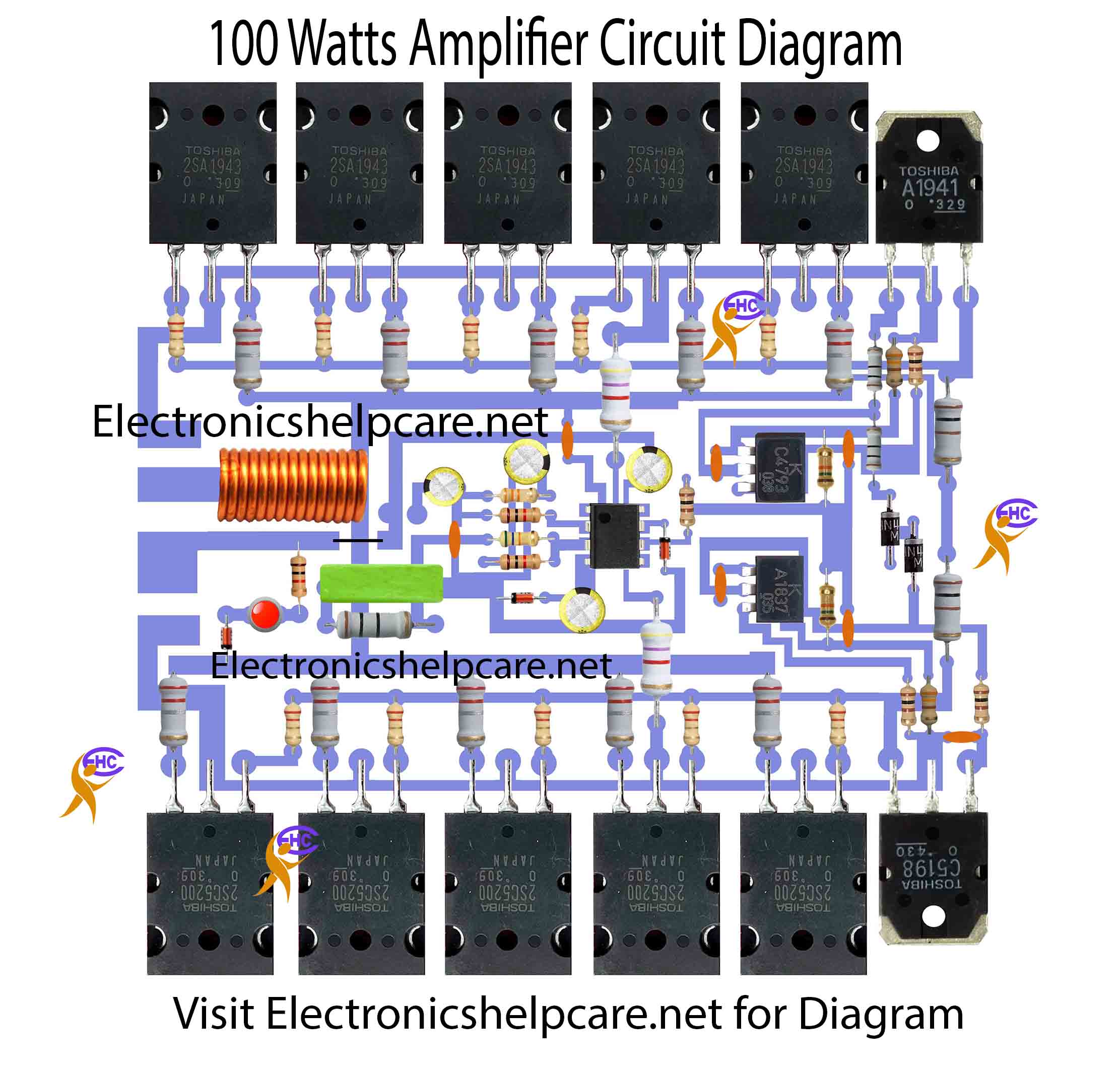 1000 watts amplifier circuit