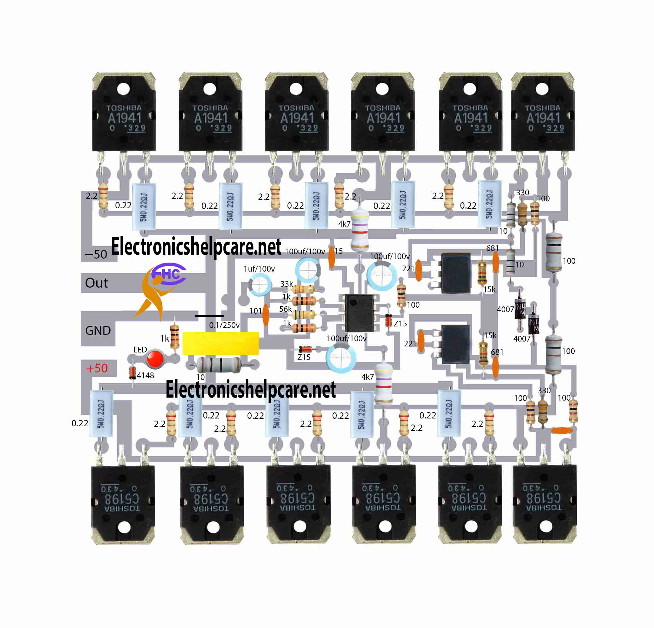 500 watts amplifier circuit