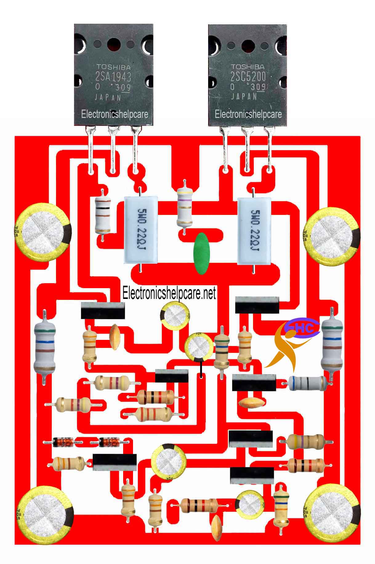 2 transistor amplifier circuit .