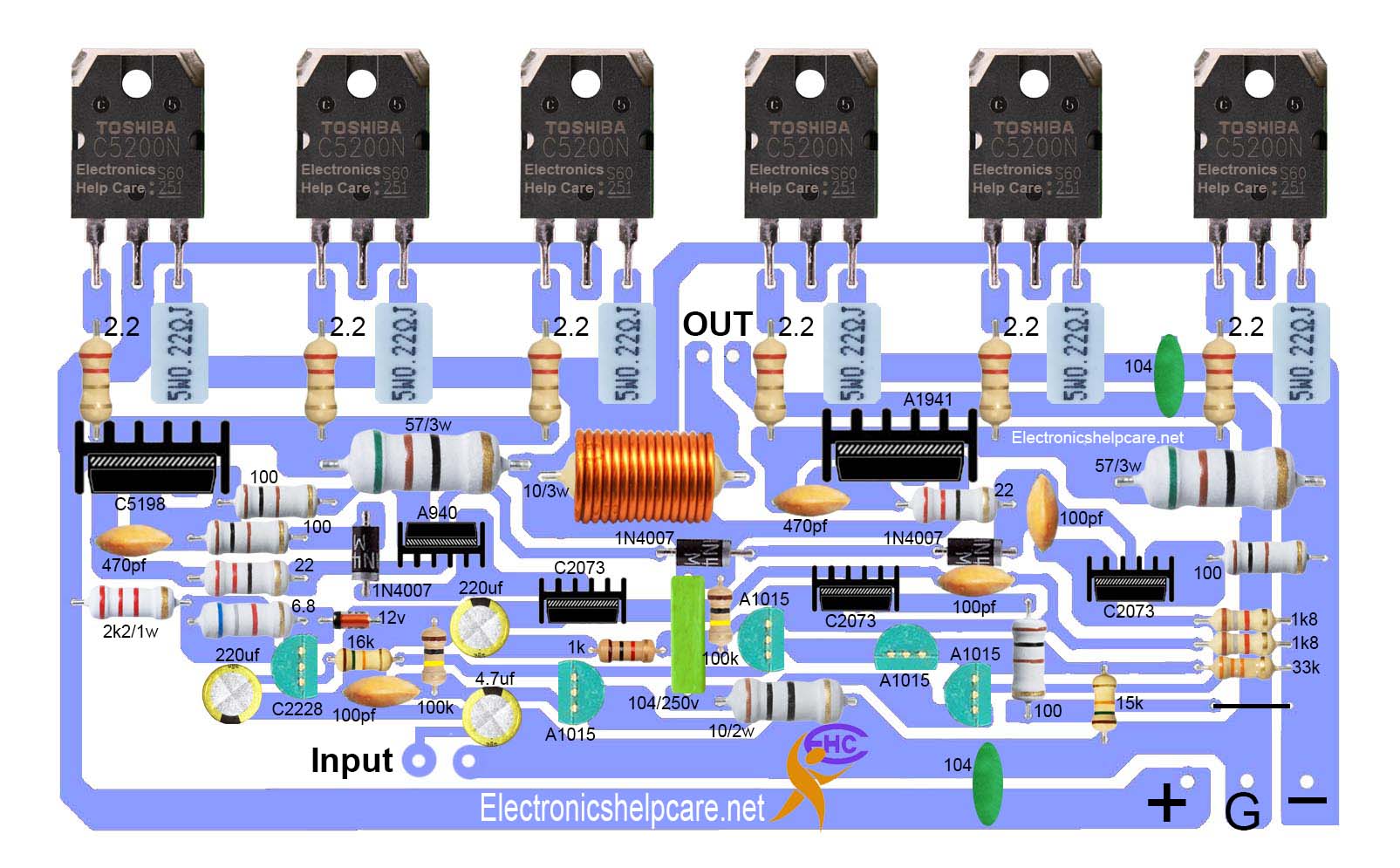 300 watts amplifier circuit 