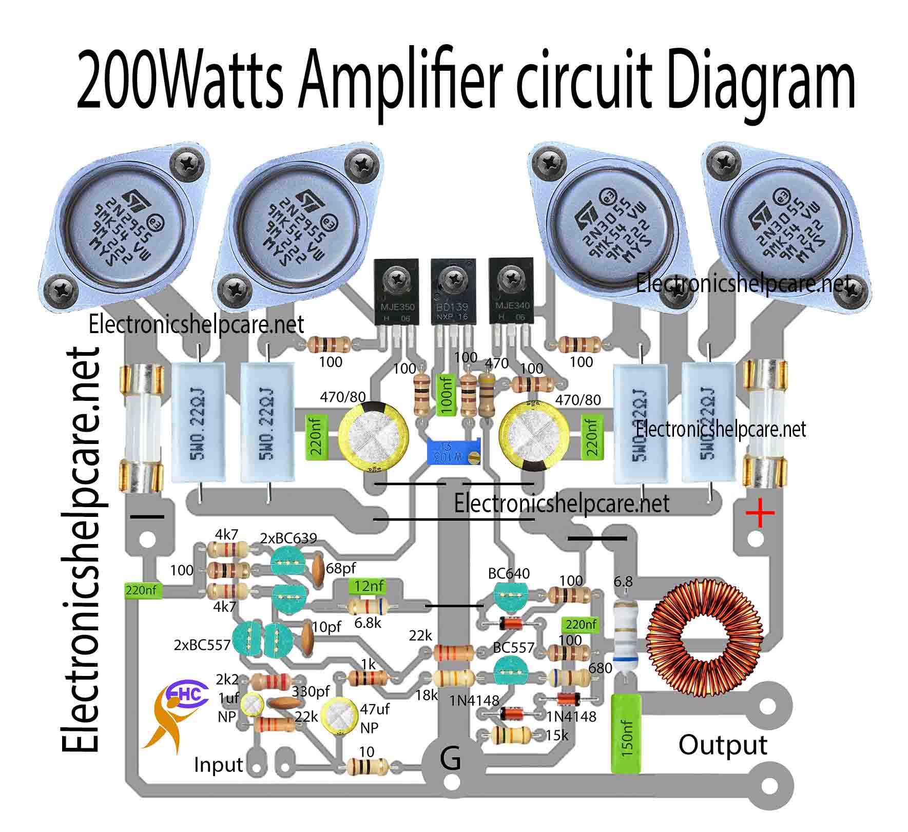 4 transistor amplifier 2n3055