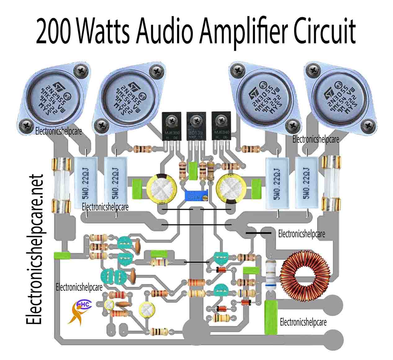 4 transistor amplifier 2n3055