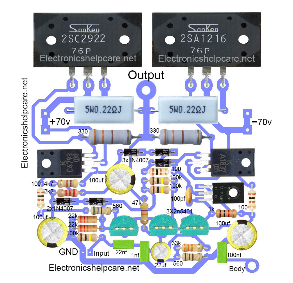 500 watts amplifier diagram