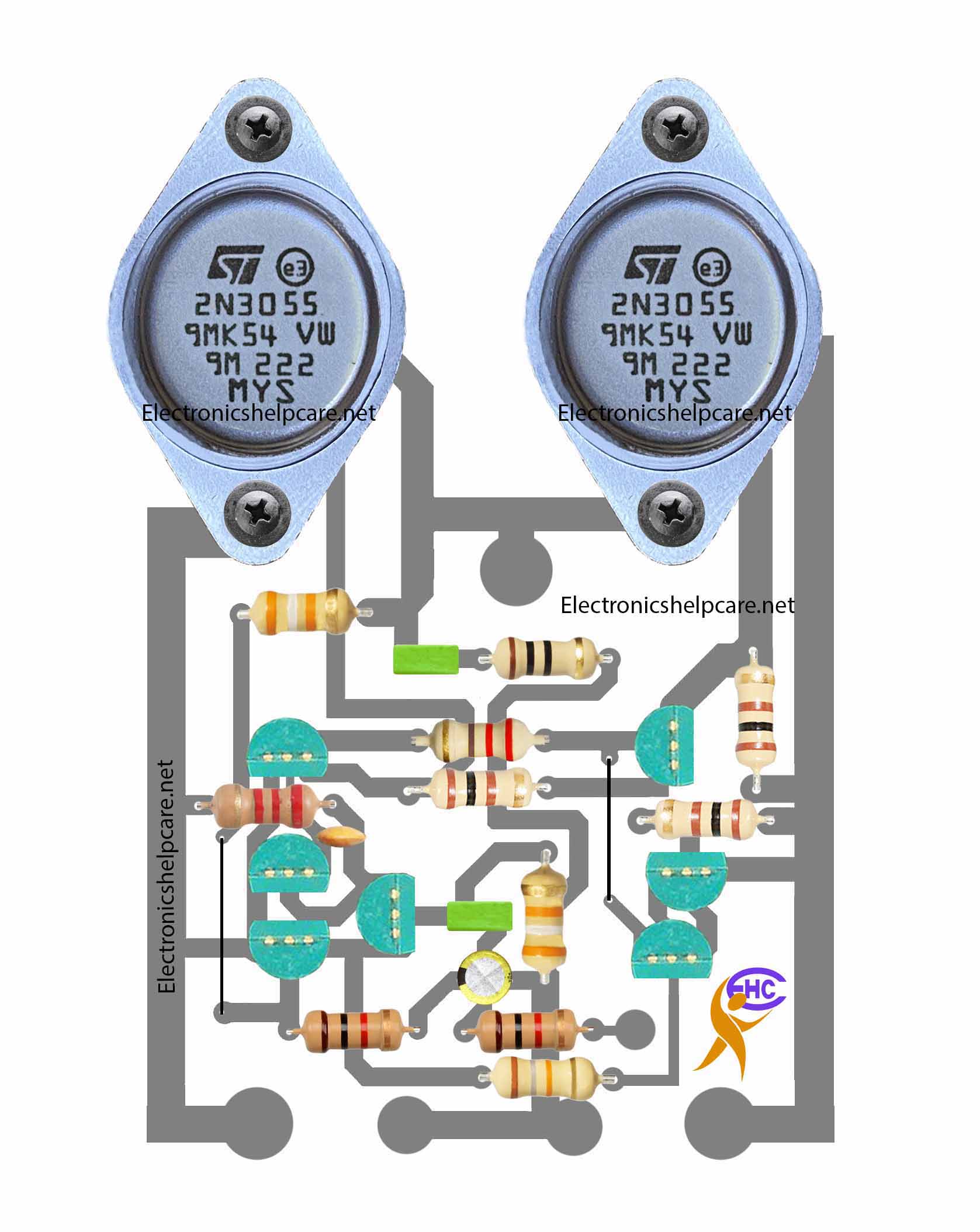 Audio amplifier PCB 2N3055