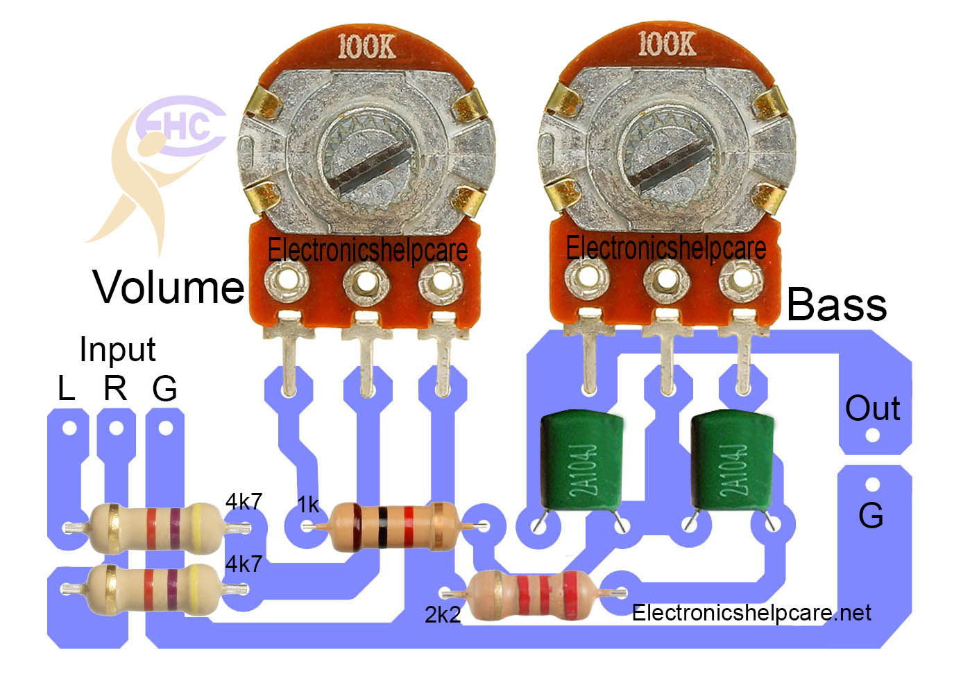 Bass volume control circuit