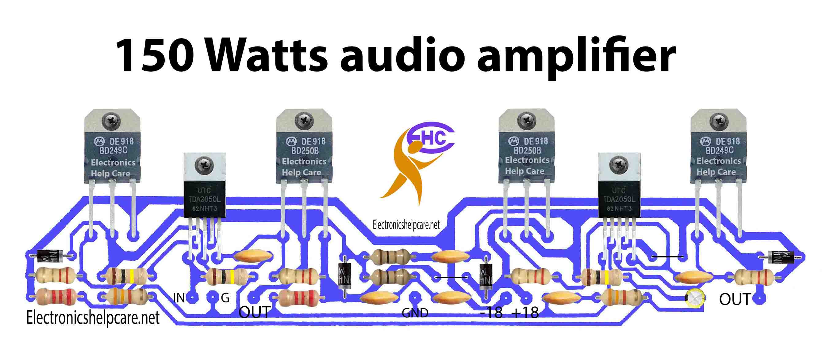 Transistor amplifier with TDA2050