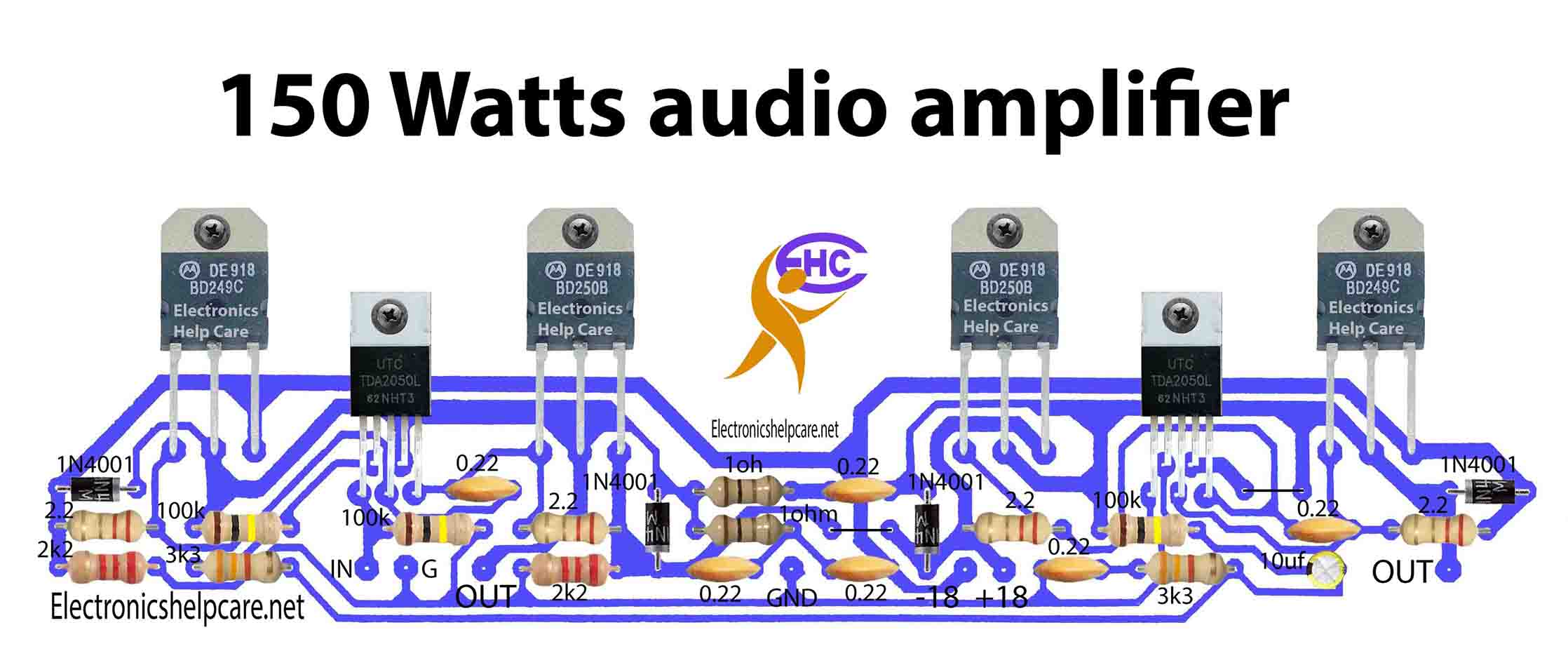 Transistor amplifier with TDA2050