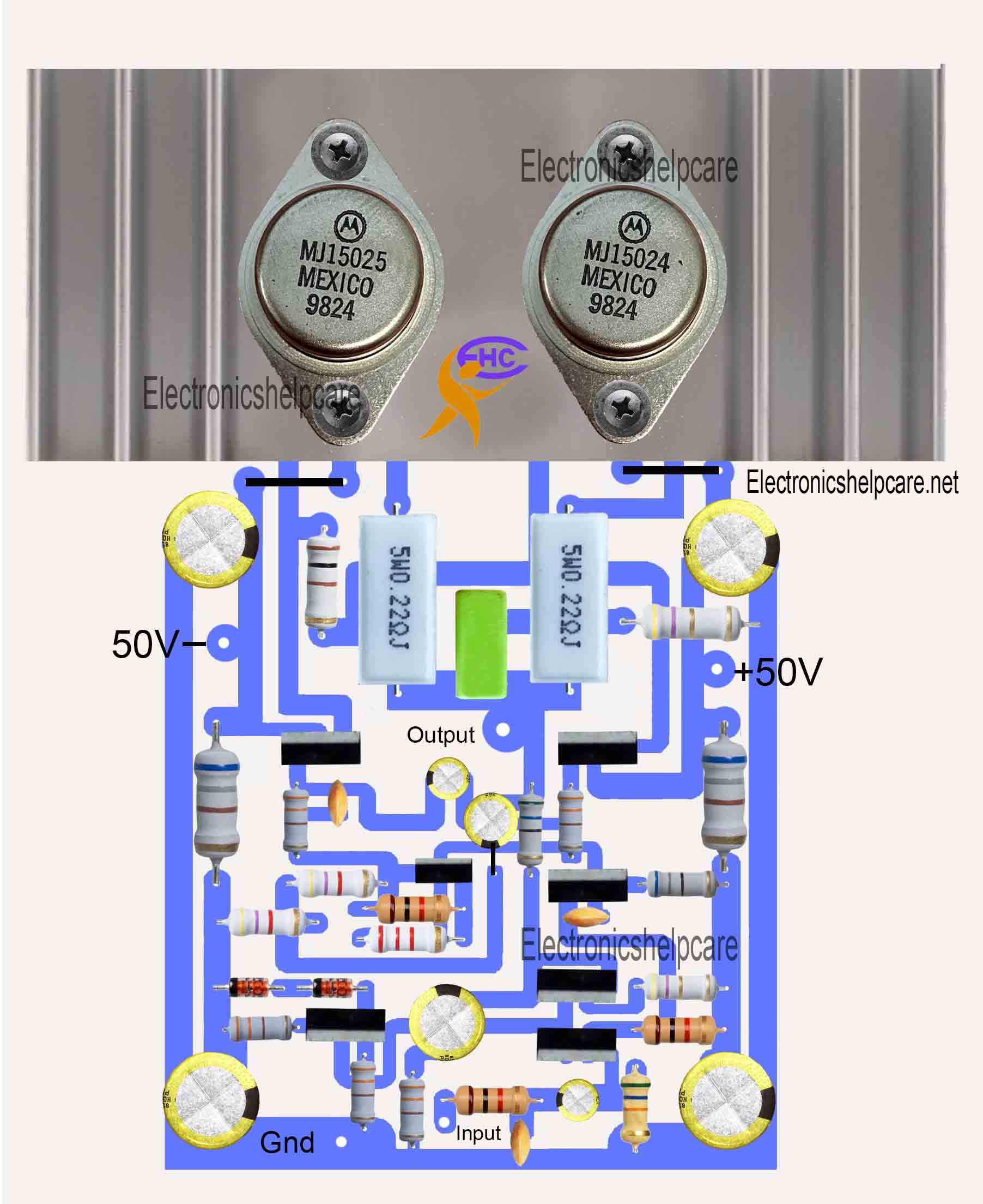 Amplifier circuit using mj15024