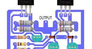 Audio amplifier circuit using tip41 and tip42