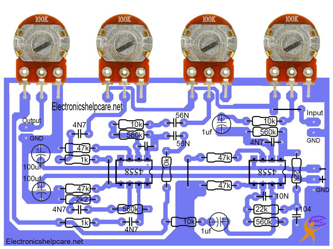 Audio equalizer Tone Control Ic 4558 ...