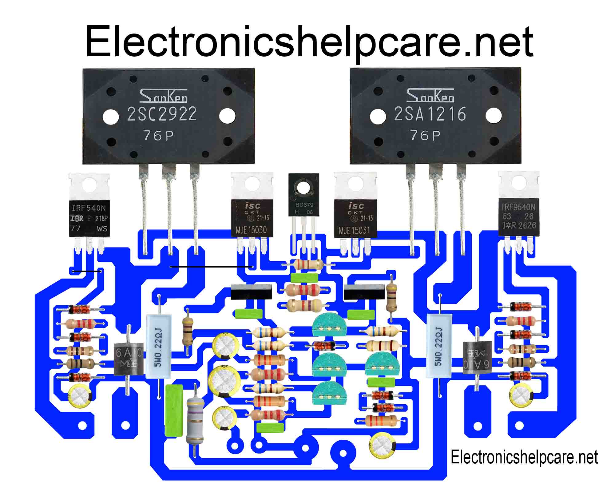 Amplifier circuit diagram using high low voltage