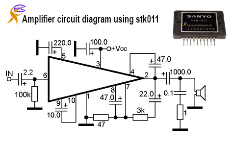 Amplifier circuit diagram using stk011