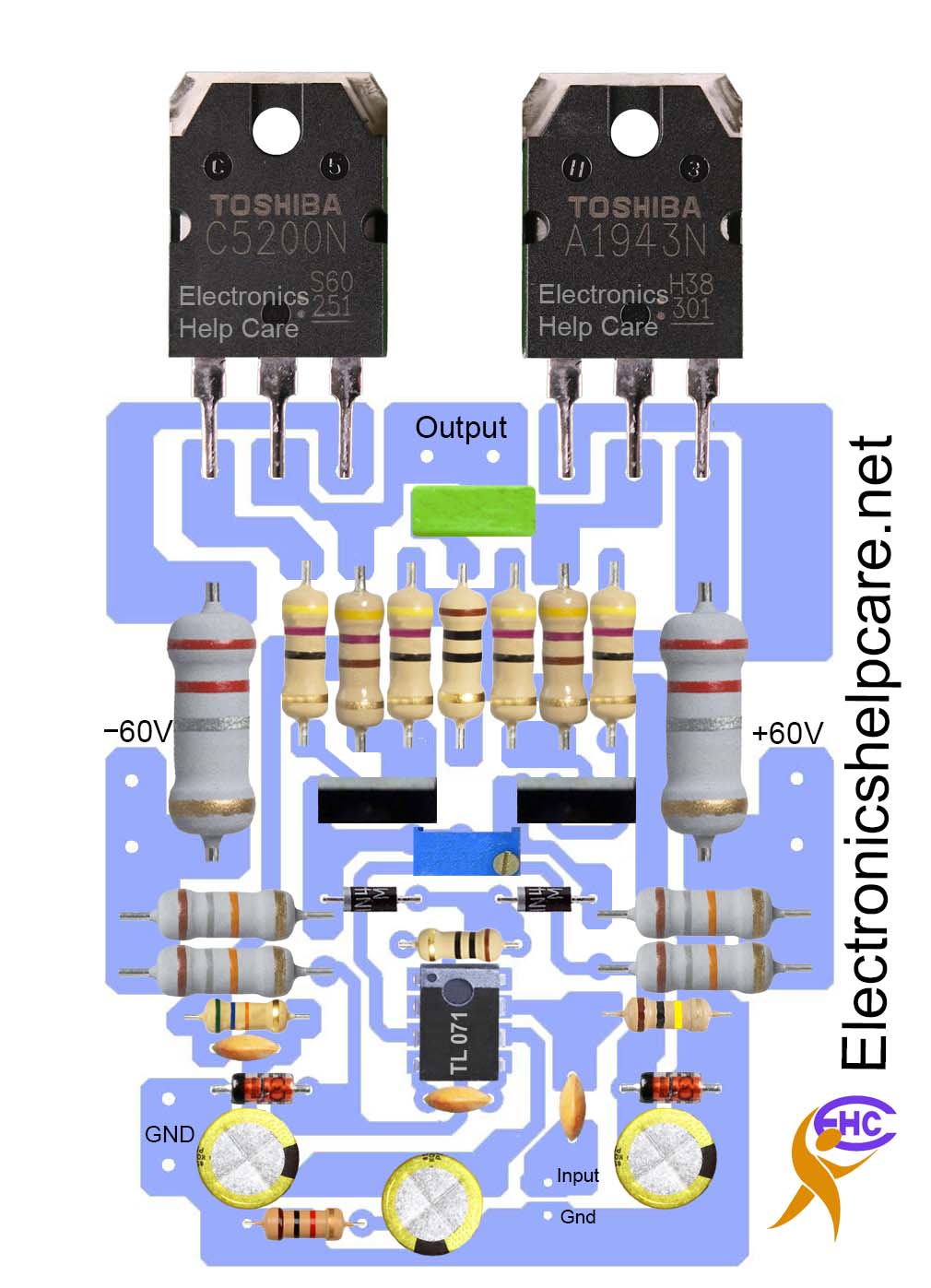 PCB Layout Driver 150 watts using transistors