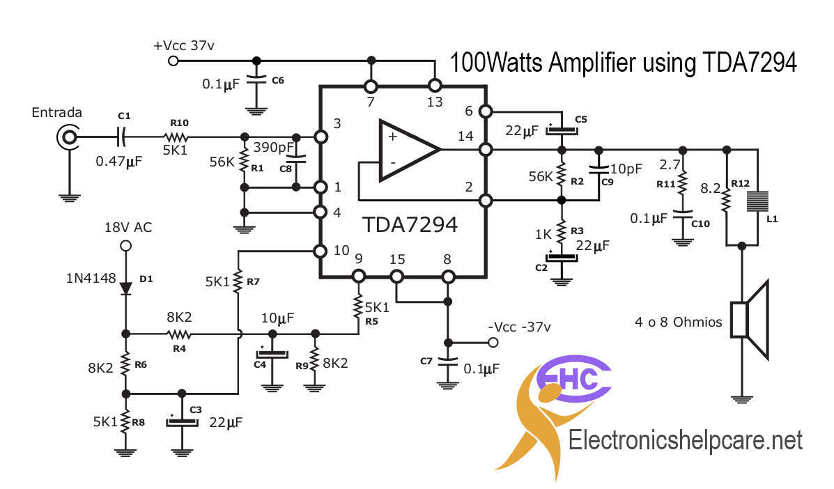 100Watts amplifier using TDA7294