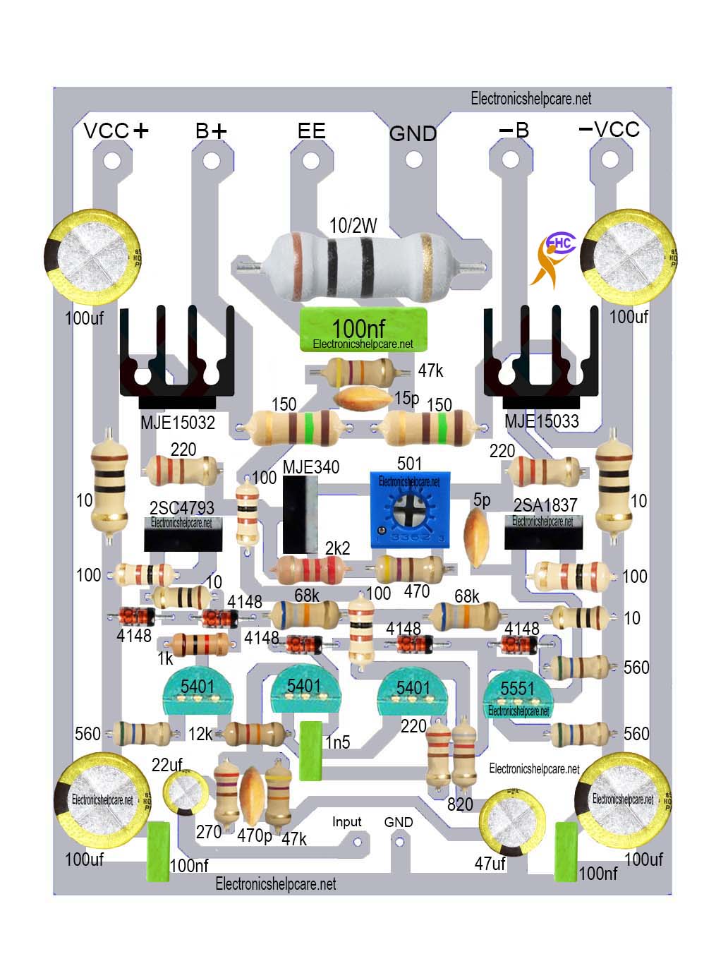 Driver circuit for transistor amplifier