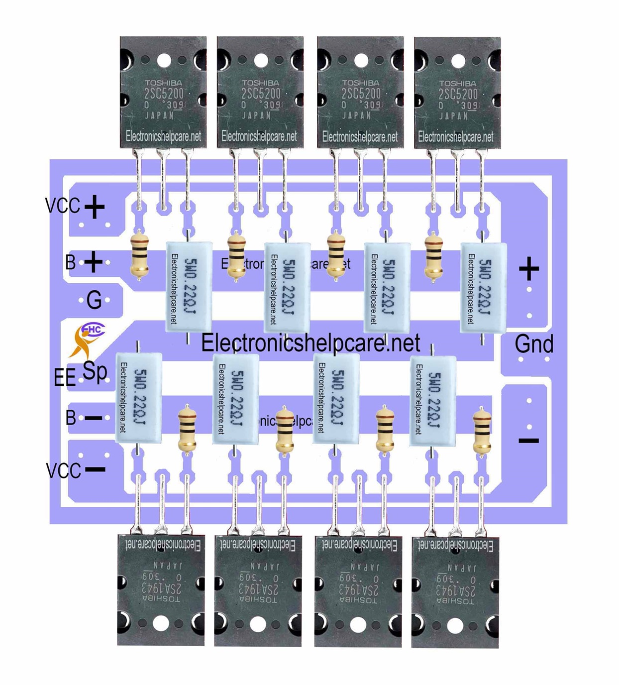 how to amplifier circuit diagram using transistor