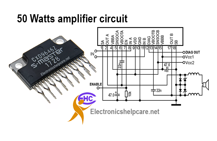 50 Watts amplifier circuit