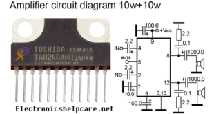 Amplifier circuit diagram 10W+10W