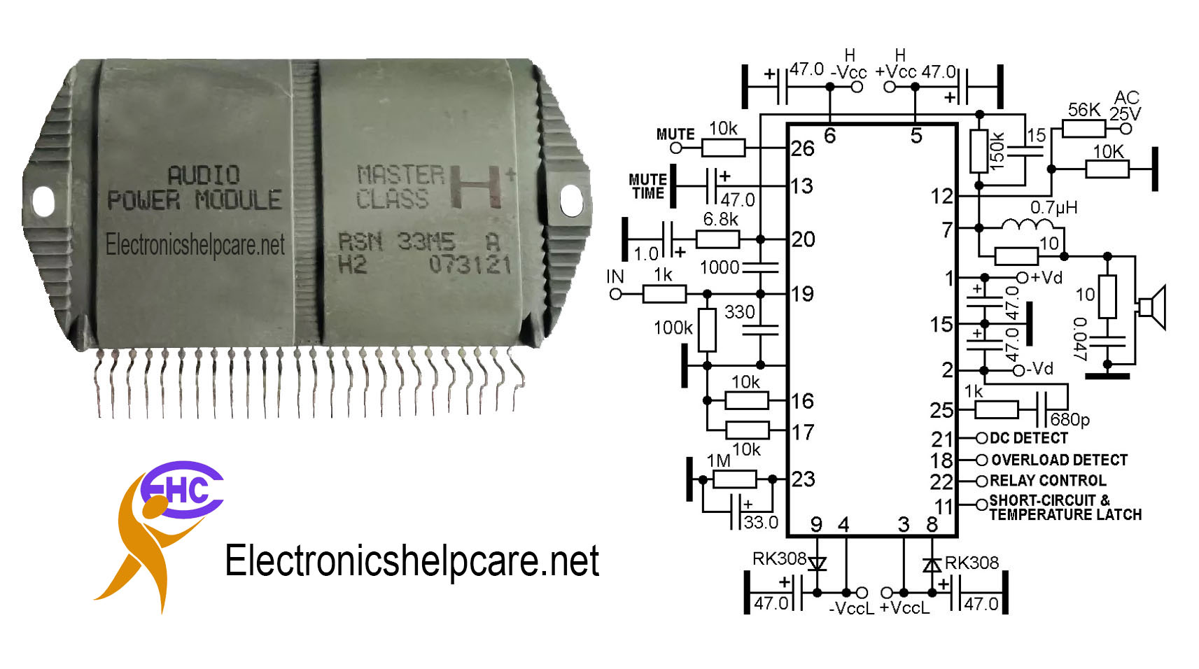 Amplifier circuit diagram using RSN33M5