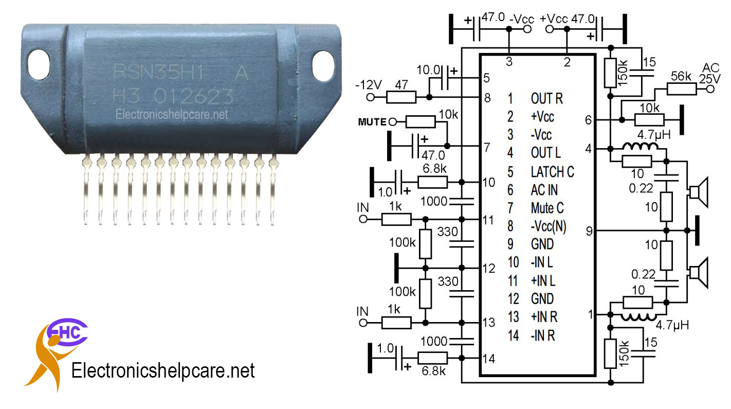 Amplifier circuit diagram using RSN35h1