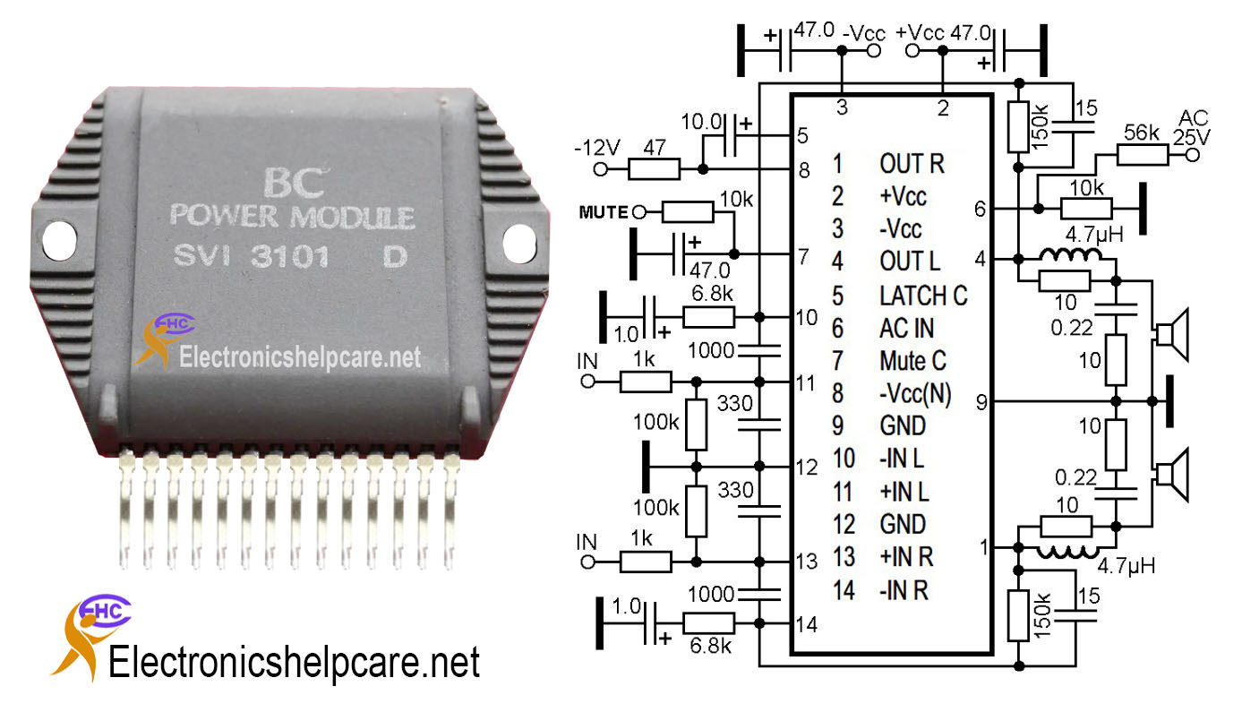 Amplifier circuit diagram using SVI3101