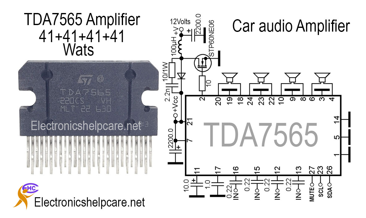 Car audio circuit using TDA7565