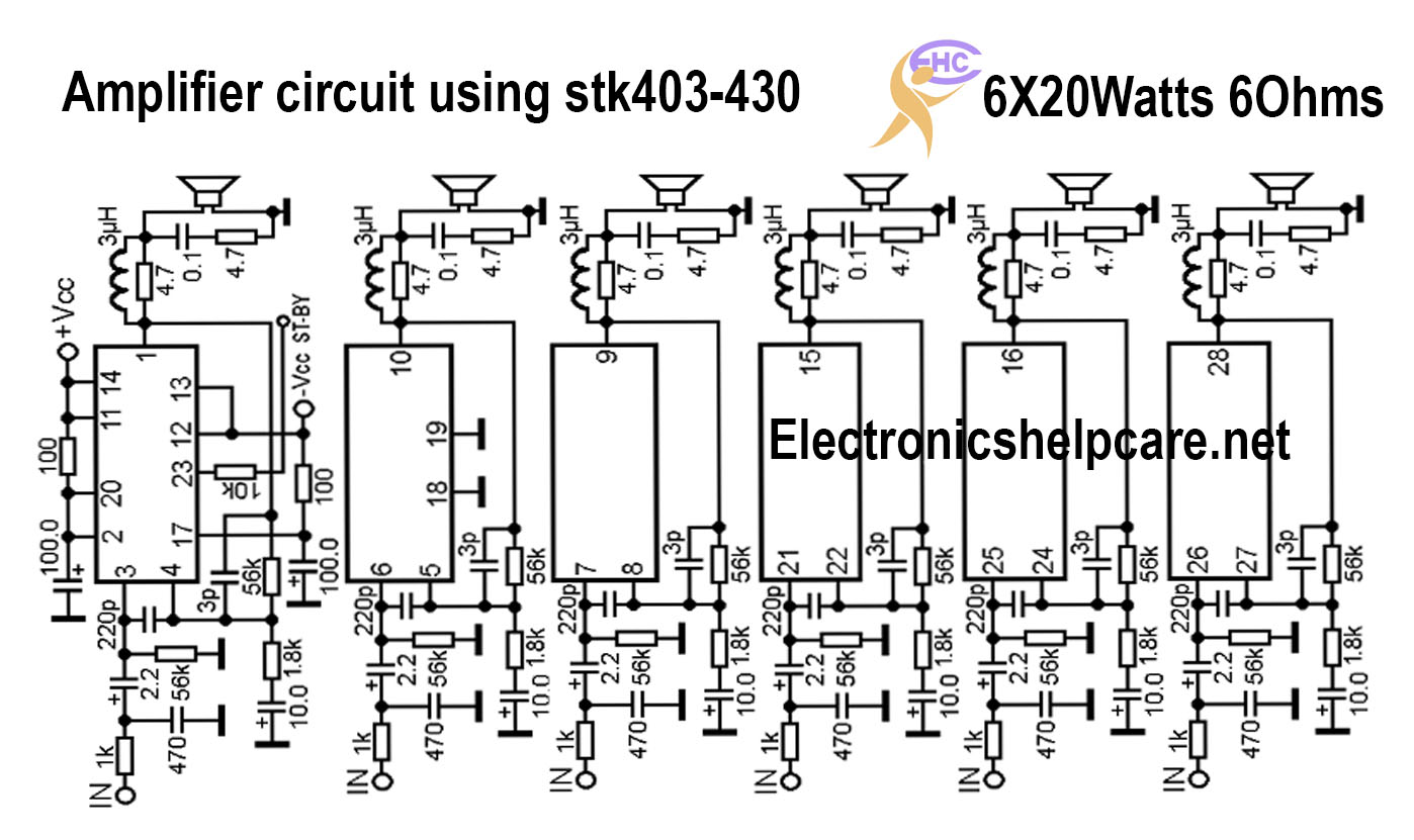Amplifier circuit using stk403-430