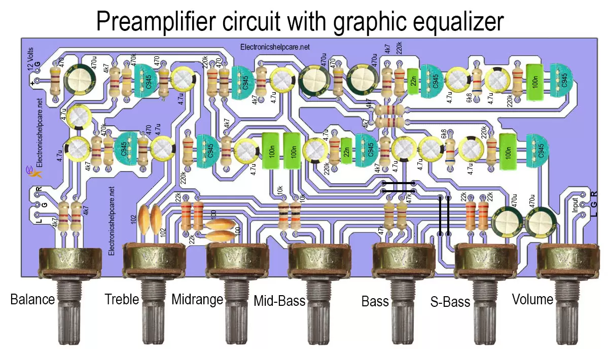 Preamplifier circuit with graphic equalizer