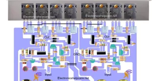 Stereo amplifier circuit board using 2sc5200 and 2sa1943.