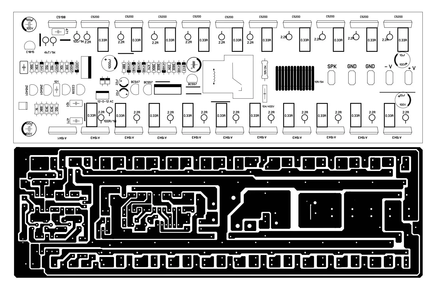 1000 watts transistor circuit diagram using 2sc5200 and 2sa1943